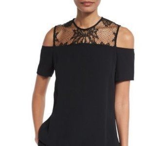 A.L.C. Black Lace Cold Shoulder Top